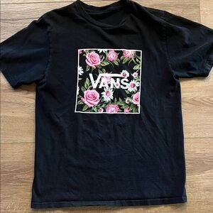 Vans Black Tee with Pink Floral Design